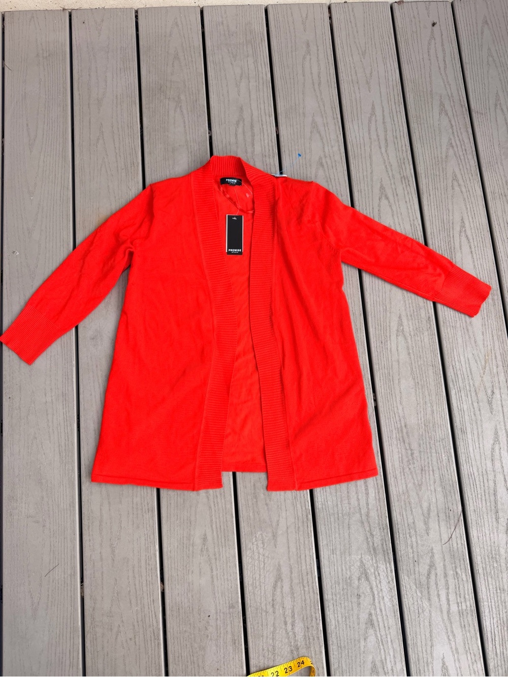 Premise Red Open Front Cardigan Sweater Lightweight Layering XS